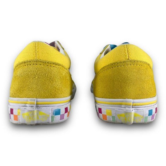 Vans Old Skool Rainbow Lace Sneaker 508357 Suede Canvas Yellow Youth 4 Women 5.5 - Picture 6 of 9